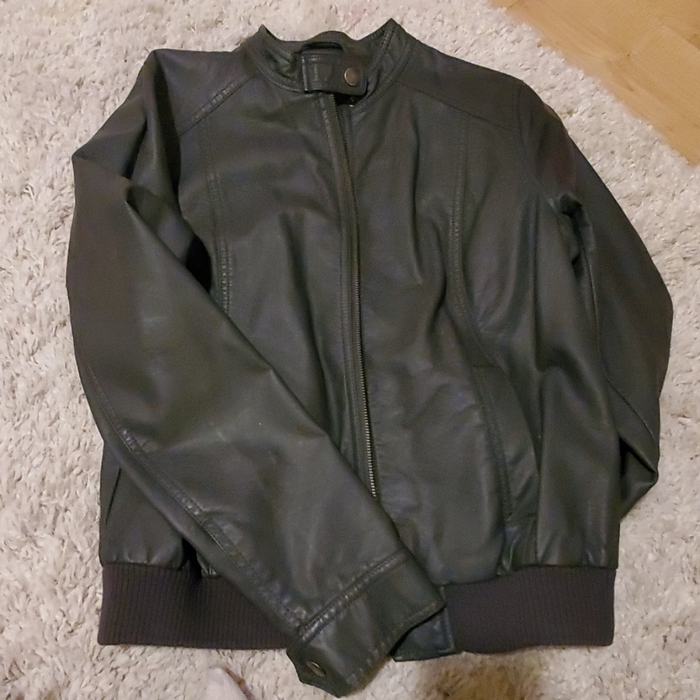 Old Navy gray leather jacket